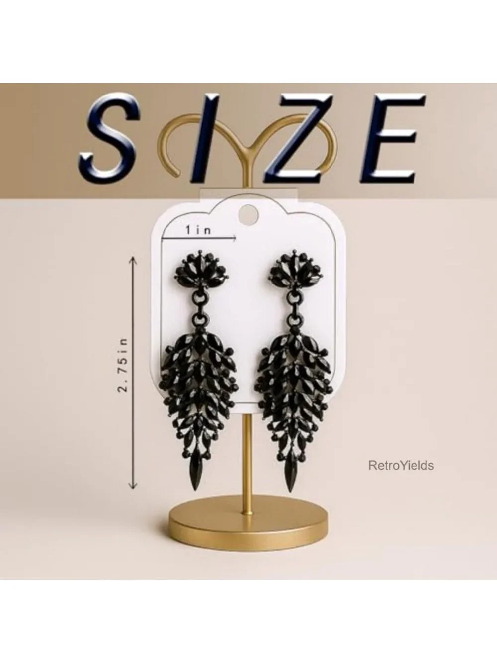 Elegant Black Teardrop Crystal Dangle Earrings for Women, Statement Drop